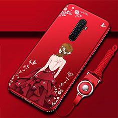 Handyhülle Silikon Hülle Gummi Schutzhülle Motiv Kleid Mädchen für Realme X2 Pro Rot