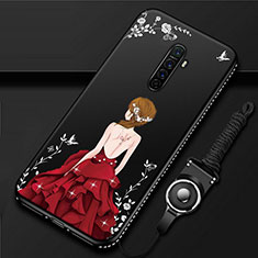 Handyhülle Silikon Hülle Gummi Schutzhülle Motiv Kleid Mädchen für Realme X2 Pro Rot und Schwarz