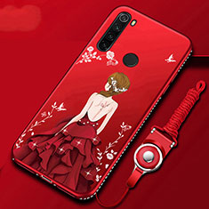 Handyhülle Silikon Hülle Gummi Schutzhülle Motiv Kleid Mädchen für Xiaomi Redmi Note 8 (2021) Rot