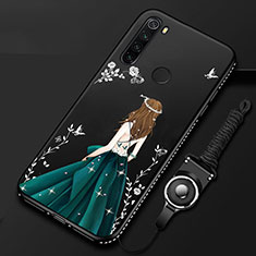 Handyhülle Silikon Hülle Gummi Schutzhülle Motiv Kleid Mädchen für Xiaomi Redmi Note 8 (2021) Schwarz