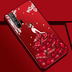 Handyhülle Silikon Hülle Gummi Schutzhülle Motiv Kleid Mädchen K01 für Huawei Honor 20 Pro Rot