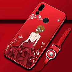 Handyhülle Silikon Hülle Gummi Schutzhülle Motiv Kleid Mädchen K01 für Huawei Honor 20i Rot