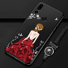 Handyhülle Silikon Hülle Gummi Schutzhülle Motiv Kleid Mädchen K01 für Huawei Honor 20i Rot und Schwarz
