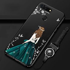 Handyhülle Silikon Hülle Gummi Schutzhülle Motiv Kleid Mädchen K01 für Huawei Honor View 20 Grün