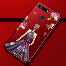 Handyhülle Silikon Hülle Gummi Schutzhülle Motiv Kleid Mädchen K02 für Huawei Honor V20 Violett
