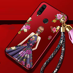 Handyhülle Silikon Hülle Gummi Schutzhülle Motiv Kleid Mädchen K02 für Huawei P30 Lite New Edition Violett