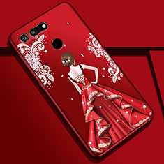 Handyhülle Silikon Hülle Gummi Schutzhülle Motiv Kleid Mädchen K03 für Huawei Honor V20 Rot