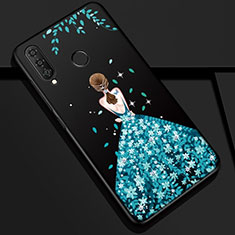 Handyhülle Silikon Hülle Gummi Schutzhülle Motiv Kleid Mädchen K03 für Huawei P30 Lite New Edition Blau und Schwarz