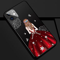 Handyhülle Silikon Hülle Gummi Schutzhülle Motiv Kleid Mädchen M02 für Apple iPhone 11 Rot und Schwarz