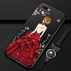 Handyhülle Silikon Hülle Gummi Schutzhülle Motiv Kleid Mädchen M02 für Oppo RX17 Neo Rot und Schwarz