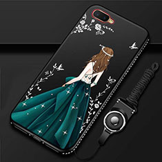 Handyhülle Silikon Hülle Gummi Schutzhülle Motiv Kleid Mädchen M02 für Oppo RX17 Neo Schwarz