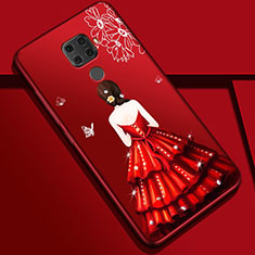Handyhülle Silikon Hülle Gummi Schutzhülle Motiv Kleid Mädchen S01 für Huawei Nova 5z Rot