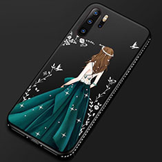 Handyhülle Silikon Hülle Gummi Schutzhülle Motiv Kleid Mädchen S01 für Huawei P30 Pro New Edition Schwarz