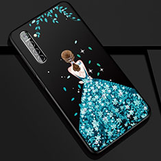 Handyhülle Silikon Hülle Gummi Schutzhülle Motiv Kleid Mädchen S01 für Realme XT Blau