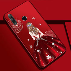 Handyhülle Silikon Hülle Gummi Schutzhülle Motiv Kleid Mädchen Z01 für Huawei Honor 20 Lite Rot