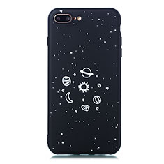 Handyhülle Silikon Hülle Gummi Schutzhülle Sternenhimmel für Apple iPhone 8 Plus Schwarz