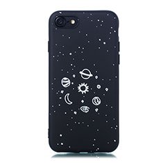 Handyhülle Silikon Hülle Gummi Schutzhülle Sternenhimmel für Apple iPhone SE (2020) Schwarz