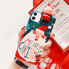 Handyhülle Silikon Hülle Gummi Schutzhülle Weihnachten S01 für Apple iPhone 12 Blau