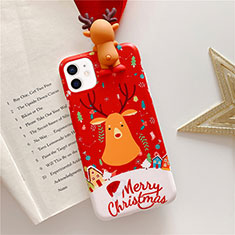 Handyhülle Silikon Hülle Gummi Schutzhülle Weihnachten S01 für Apple iPhone 12 Rot