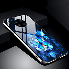 Handyhülle Silikon Hülle Rahmen Schutzhülle Spiegel Blumen C01 für Huawei Mate 30 5G Blau