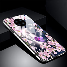 Handyhülle Silikon Hülle Rahmen Schutzhülle Spiegel Blumen C01 für Huawei Mate 30E Pro 5G Rosa