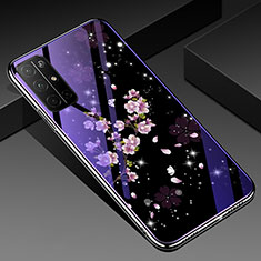 Handyhülle Silikon Hülle Rahmen Schutzhülle Spiegel Blumen für Huawei Honor 30S Violett