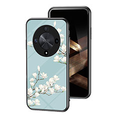 Handyhülle Silikon Hülle Rahmen Schutzhülle Spiegel Blumen für Huawei Honor X9b 5G Cyan
