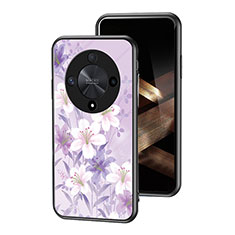 Handyhülle Silikon Hülle Rahmen Schutzhülle Spiegel Blumen für Huawei Honor X9b 5G Helles Lila