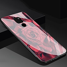 Handyhülle Silikon Hülle Rahmen Schutzhülle Spiegel Blumen für Huawei Mate 20 Rot