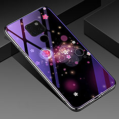 Handyhülle Silikon Hülle Rahmen Schutzhülle Spiegel Blumen für Huawei Mate 20 X 5G Violett