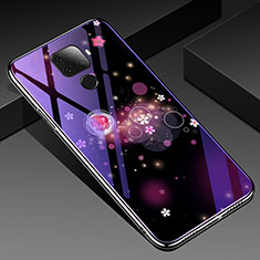 Handyhülle Silikon Hülle Rahmen Schutzhülle Spiegel Blumen für Huawei Mate 30 Lite Violett