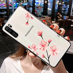 Handyhülle Silikon Hülle Rahmen Schutzhülle Spiegel Blumen für Huawei Nova 7 SE 5G Rosa