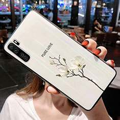 Handyhülle Silikon Hülle Rahmen Schutzhülle Spiegel Blumen für Huawei Nova 7 SE 5G Weiß