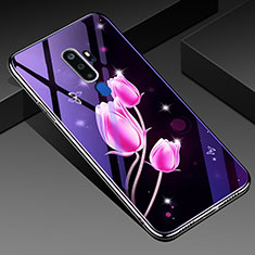 Handyhülle Silikon Hülle Rahmen Schutzhülle Spiegel Blumen für Oppo A5 (2020) Rosa