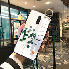 Handyhülle Silikon Hülle Rahmen Schutzhülle Spiegel Blumen für Oppo Realme X Grün