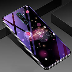 Handyhülle Silikon Hülle Rahmen Schutzhülle Spiegel Blumen für Realme X2 Pro Violett