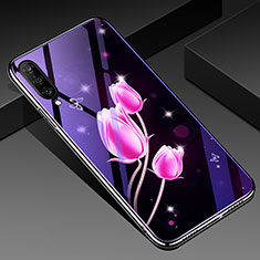 Handyhülle Silikon Hülle Rahmen Schutzhülle Spiegel Blumen für Samsung Galaxy A70 Pink