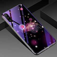 Handyhülle Silikon Hülle Rahmen Schutzhülle Spiegel Blumen für Samsung Galaxy A70 Violett