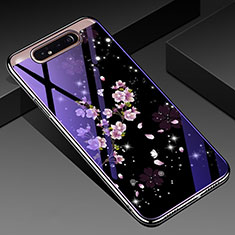 Handyhülle Silikon Hülle Rahmen Schutzhülle Spiegel Blumen für Samsung Galaxy A80 Plusfarbig