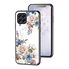 Handyhülle Silikon Hülle Rahmen Schutzhülle Spiegel Blumen für Samsung Galaxy M53 5G Weiß