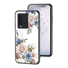 Handyhülle Silikon Hülle Rahmen Schutzhülle Spiegel Blumen für Vivo iQOO 10 5G Weiß