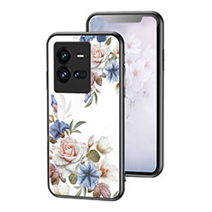 Handyhülle Silikon Hülle Rahmen Schutzhülle Spiegel Blumen für Vivo iQOO 10 Pro 5G Weiß