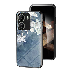 Handyhülle Silikon Hülle Rahmen Schutzhülle Spiegel Blumen für Xiaomi Redmi 13C Blau