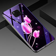 Handyhülle Silikon Hülle Rahmen Schutzhülle Spiegel Blumen K01 für Huawei Mate 20 Pro Rosa