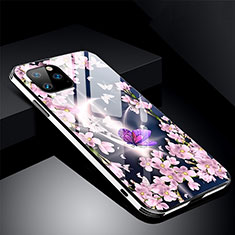 Handyhülle Silikon Hülle Rahmen Schutzhülle Spiegel Blumen M01 für Apple iPhone 11 Pro Violett