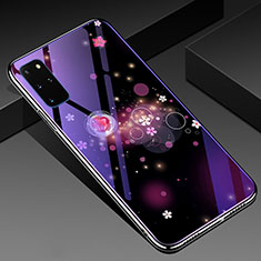 Handyhülle Silikon Hülle Rahmen Schutzhülle Spiegel Blumen M01 für Samsung Galaxy S20 Plus 5G Violett