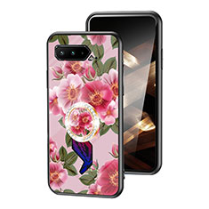 Handyhülle Silikon Hülle Rahmen Schutzhülle Spiegel Blumen S01 für Asus ROG Phone 5s Rot