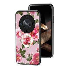 Handyhülle Silikon Hülle Rahmen Schutzhülle Spiegel Blumen S01 für Huawei Honor X9b 5G Rot