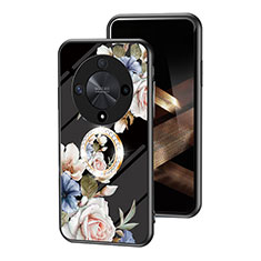 Handyhülle Silikon Hülle Rahmen Schutzhülle Spiegel Blumen S01 für Huawei Honor X9b 5G Schwarz