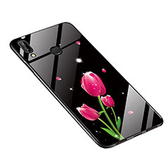 Handyhülle Silikon Hülle Rahmen Schutzhülle Spiegel Blumen S01 für Huawei P20 Lite Pink